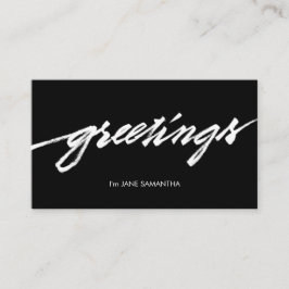 Grüße! Minimalistische schwarze u. weiße Visitenkarte