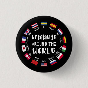 Grüße rund um die Welt - Hallo in allen Sprachen Button