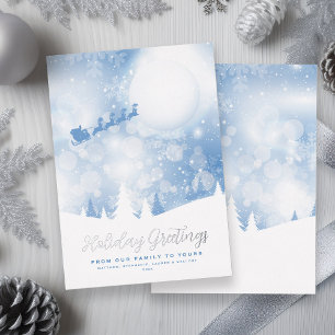 Grüße Santa Script Blue Snow Real Foil Folien Feiertagskarte