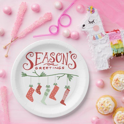 Grüße und Weihnachten-Strumpf der Saison Pappteller (Party)