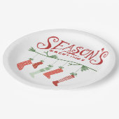 Grüße und Weihnachten-Strumpf der Saison Pappteller (Schrägansicht)