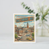 Grüße vom Bahnhof Baltimore MD Retro Postkarte (Stehend Vorderseite)