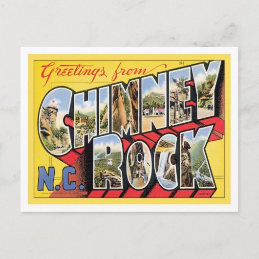 Grüße vom Chimney Rock North Carolina Postkarte (Vorderseite)