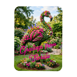 Grüße vom Florida Tropical Flamingo Topiary Magnet