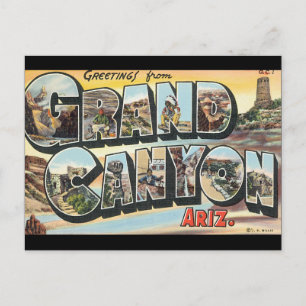 Grüße vom Grand Canyon_Vintage Reiseplakat Postkarte