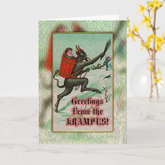 Grüße vom Krampus! Karte (Gelbe Blume)