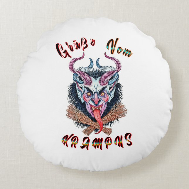 Grüße Vom Krampus Weihnachten Devil Krampusnacht Rundes Kissen (Vorderseite)