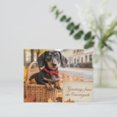 "Grüße vom Lande" Dachshund Postkarte (Stehend Vorderseite)