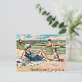 Grüße vom Meer! Vintage Postkarte (Stehend Vorderseite)