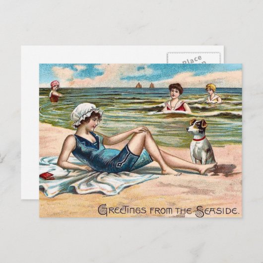 Grüße vom Meer! Vintage Postkarte (Vorne/Hinten)