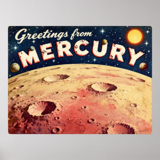 Grüße vom Mercury Retro SciFi Poster (Vorne)