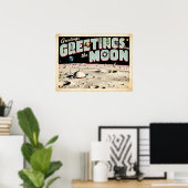 Grüße vom Moon Retro Sci-Fi Poster (Heimbüro)