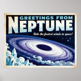 Grüße vom Neptune Retro Sci-Fi Poster