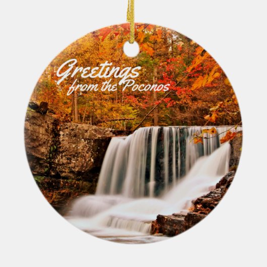 Grüße vom Poconos! Fabrik fällt in Herbst Keramikornament (Hinten)