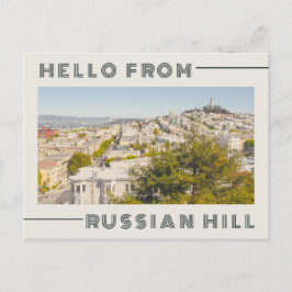Grüße vom russischen Hügel San Francisco Retro Postkarte