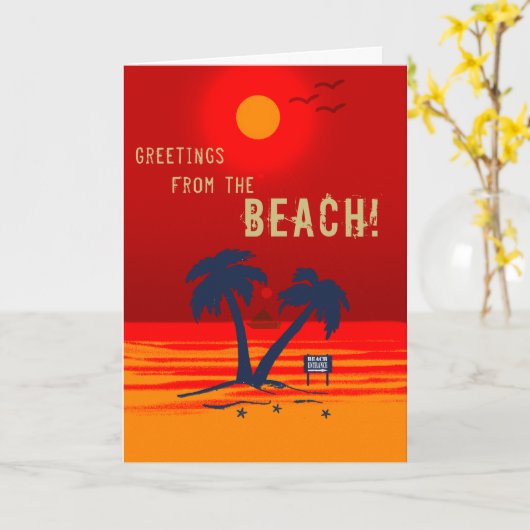 Grüße vom Strand! Karte (Gelbe Blume)