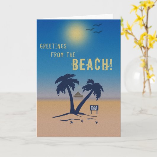 Grüße vom Strand! Karte (Gelbe Blume)