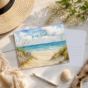 Grüße vom Strand Wasserfarbe Küste Postkarte