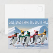 "Grüße vom Südpol" Pinguin-Design Postkarte (Vorne/Hinten)