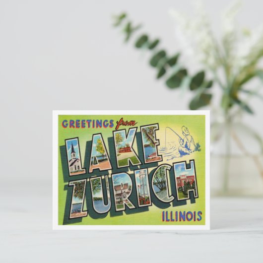Grüße vom Zürichsee, Illinois Travel Postkarte (Stehend Vorderseite)