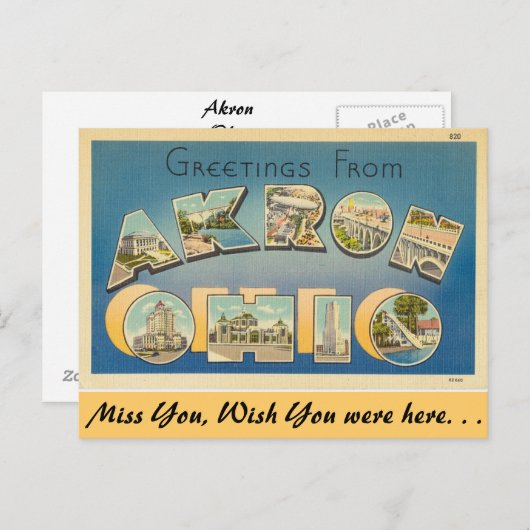 Grüße von Akron Postkarte (Vorne/Hinten)