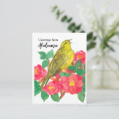 Grüße von Alabama Yellowhammer Camellia Postkarte (Stehend Vorderseite)