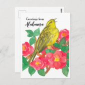 Grüße von Alabama Yellowhammer Camellia Postkarte (Vorne/Hinten)