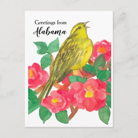 Grüße von Alabama Yellowhammer Camellia Postkarte (Vorderseite)
