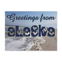 Grüße von Alaska State Flag Hearts USA