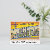 Grüße von Allen Park, Michigan Postkarte (Stehend Vorderseite)