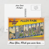 Grüße von Allen Park, Michigan Postkarte (Vorne/Hinten)