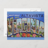 Grüße von AltaVista Virginia Postcard Postkarte (Vorne/Hinten)