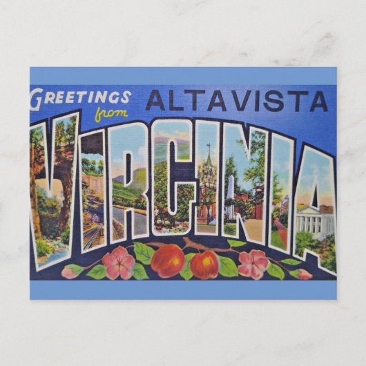 Grüße von AltaVista Virginia Postcard Postkarte (Vorderseite)