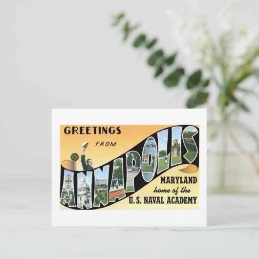 Grüße von Annapolis, MD, Zuhause von Naval Academ Postkarte (Stehend Vorderseite)