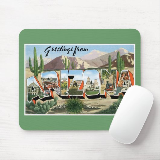 Grüße von Arizona! Retro Catcus Wüste Mousepad (Mit Mouse)