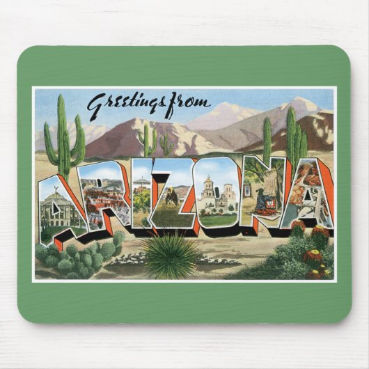 Grüße von Arizona! Retro Catcus Wüste Mousepad (Vorne)
