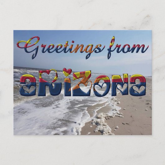 Grüße von Arizona State Flag Hearts USA Postkarte (Vorderseite)