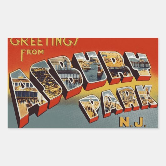 Grüße von Asbury Park NJ Rechteckiger Aufkleber (Vorderseite)