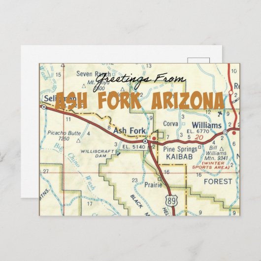 Grüße von Ash Fork Arizona Postkarte (Vorne/Hinten)