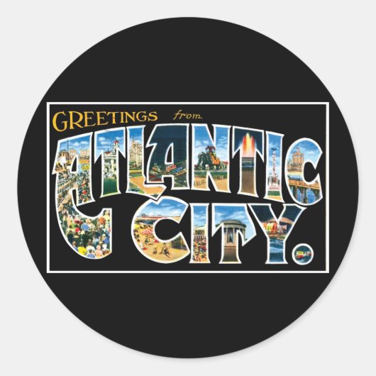 Grüße von Atlantic City! Runder Aufkleber (Vorderseite)