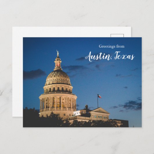 Grüße von Austin Texas Postcard Hauptstadt Postkarte (Vorne/Hinten)