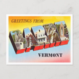 Grüße von Barre, Vermont Vintage Travel Postkarte