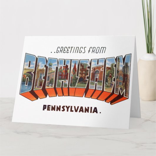 Grüße von Bethlehem Pennsylvania Karte (Vorderseite)