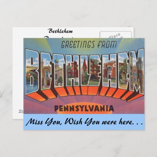 Grüße von Bethlehem Postkarte (Vorne/Hinten)