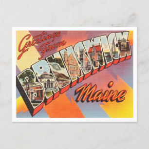 Grüße von Brunswick, Maine Vintage Travel Postkarte