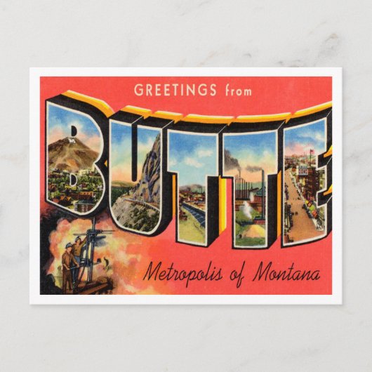 Grüße von Butte, Montana Vintage Travel Postkarte (Vorderseite)