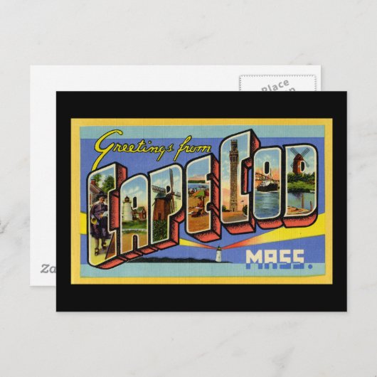 Grüße von Cape Cod Massachusetts Postkarte (Vorne/Hinten)