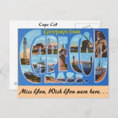 Grüße von Cape Cod Postkarte (Vorne/Hinten)