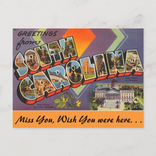 Grüße von Cherry South Carolina Postkarte (Vorderseite)