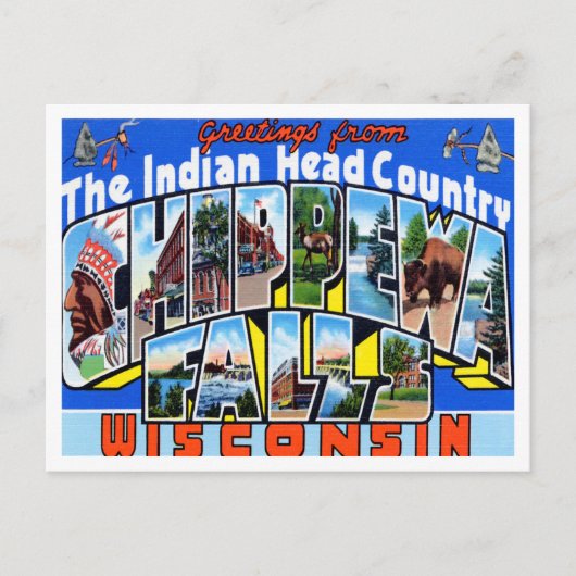 Grüße von Chippewa Falls, Wisconsin Travel Postkarte (Vorderseite)